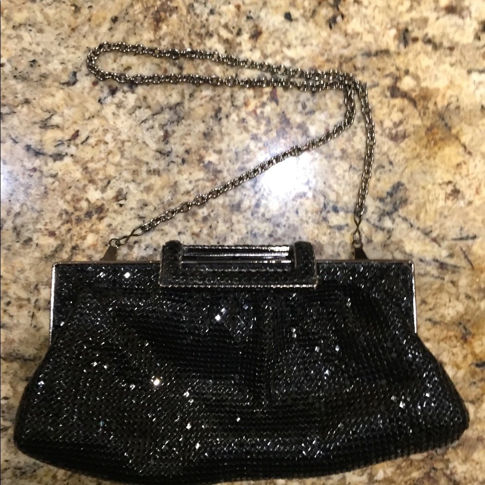 Small black glittering evening bag